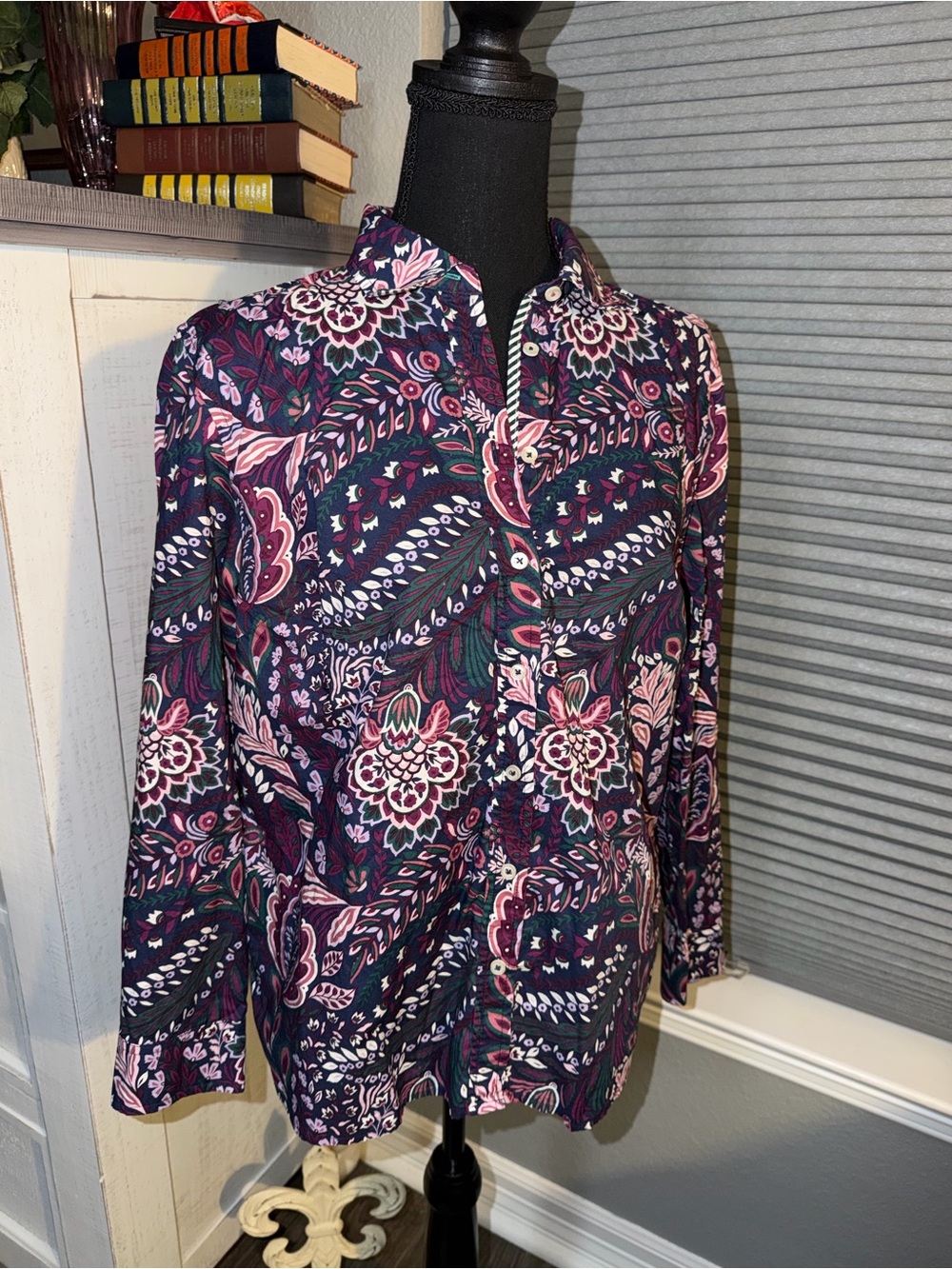 🤩Talbots purple Floral Button-Up Jacket with Pink & White Accents size L petite